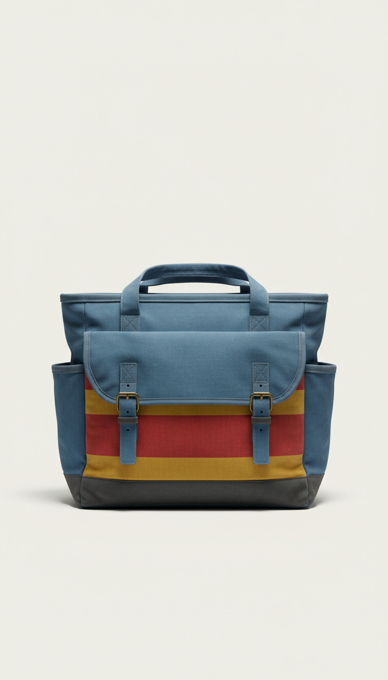 Blue line artist tote bag
